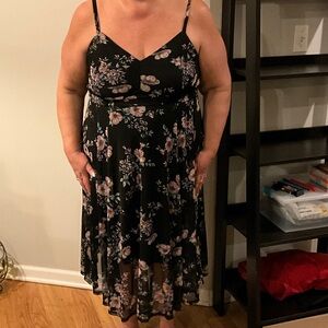 Torrid Black Dress with Pink Floral Pattern